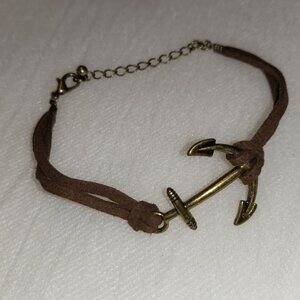 Leather Nautical Bracelet Anchor Charm Double Layer SINGLE ITEM